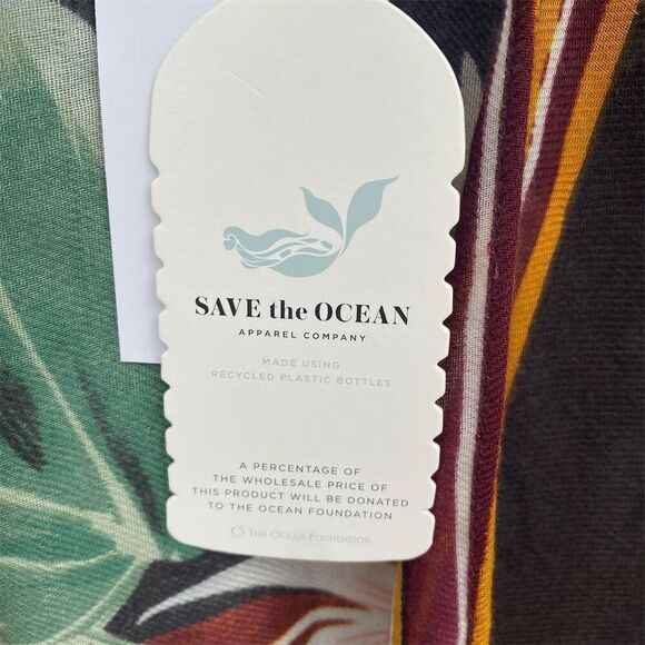 Save the Ocean Women's Multicolor Striped Leaf Kaftan One Size - Picture 4 of 9